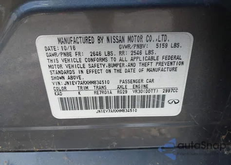 2017 Infiniti Q50 3.0T Premium from USA, damaged, VIN JN1EV7ARXHM834510